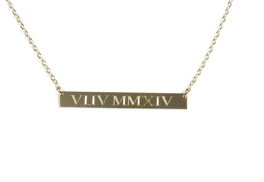 Roman numeral engraved on sale necklace