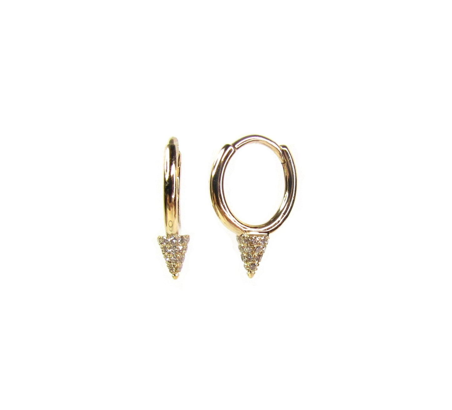 14k Huggie Hoops with Diamond Spike