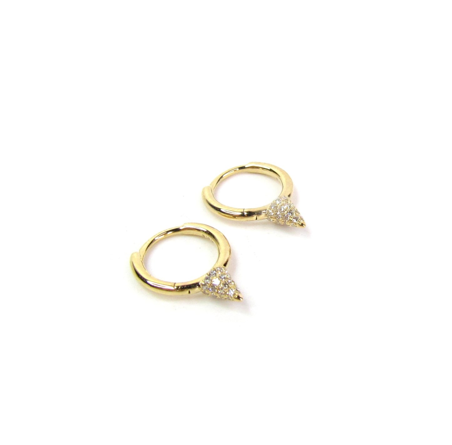 14k Huggie Hoops with Diamond Spike