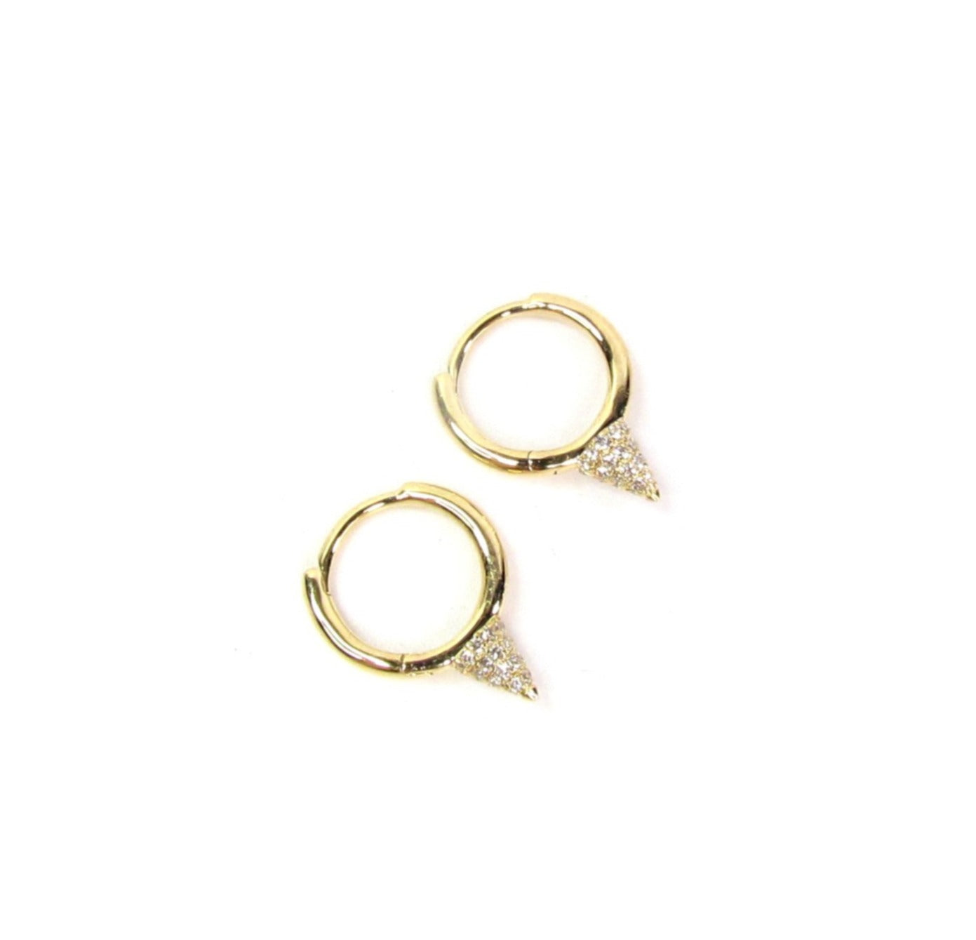 14k Huggie Hoops with Diamond Spike