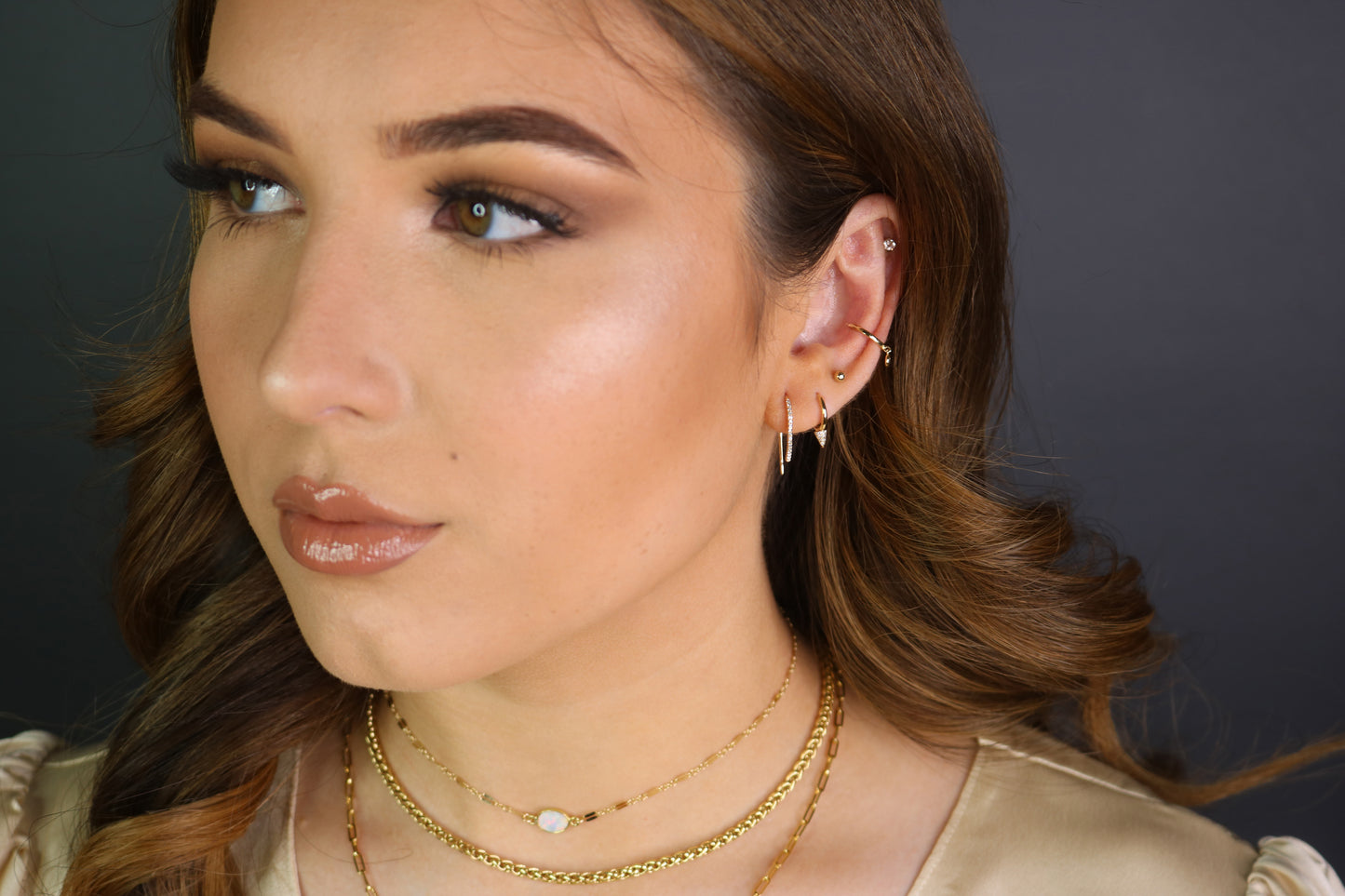 14k Huggie Hoops with Diamond Spike