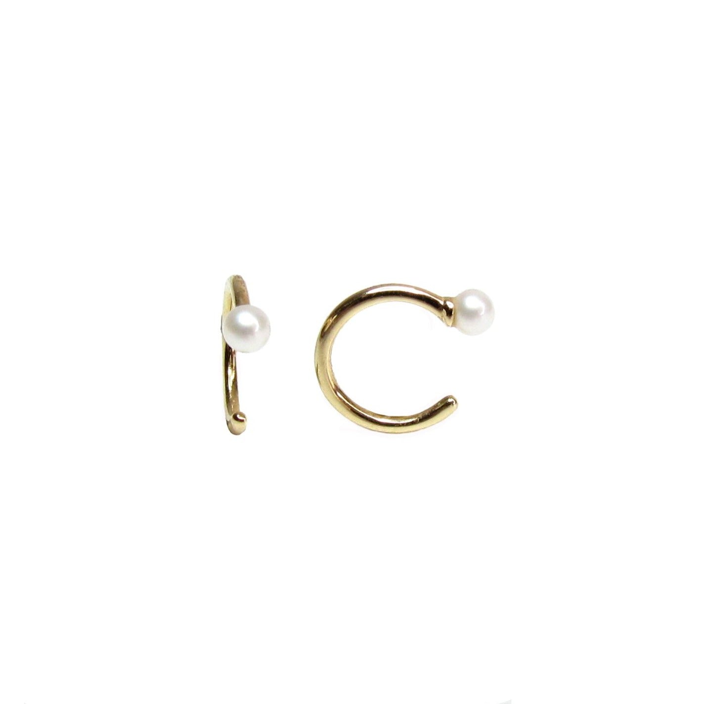 14K Freshwater Tiny Threader Hoop