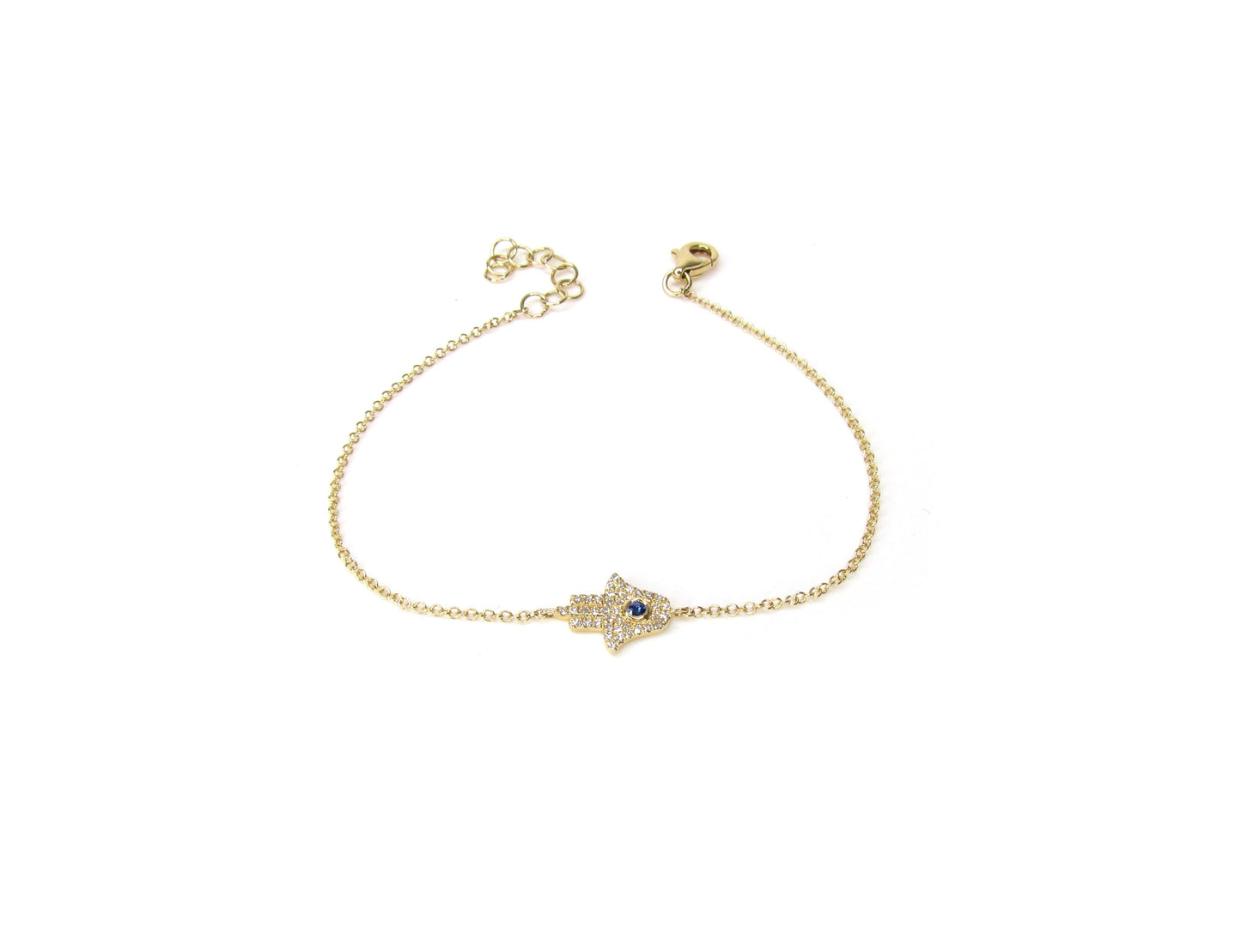 14K Blue Diamond Hamsa Bracelet