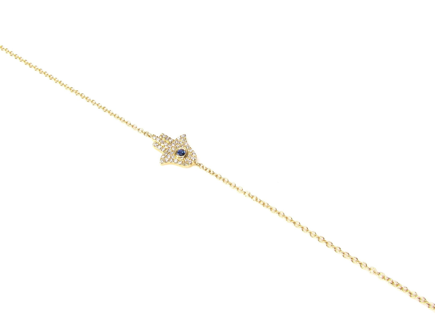 14K Blue Diamond Hamsa Bracelet