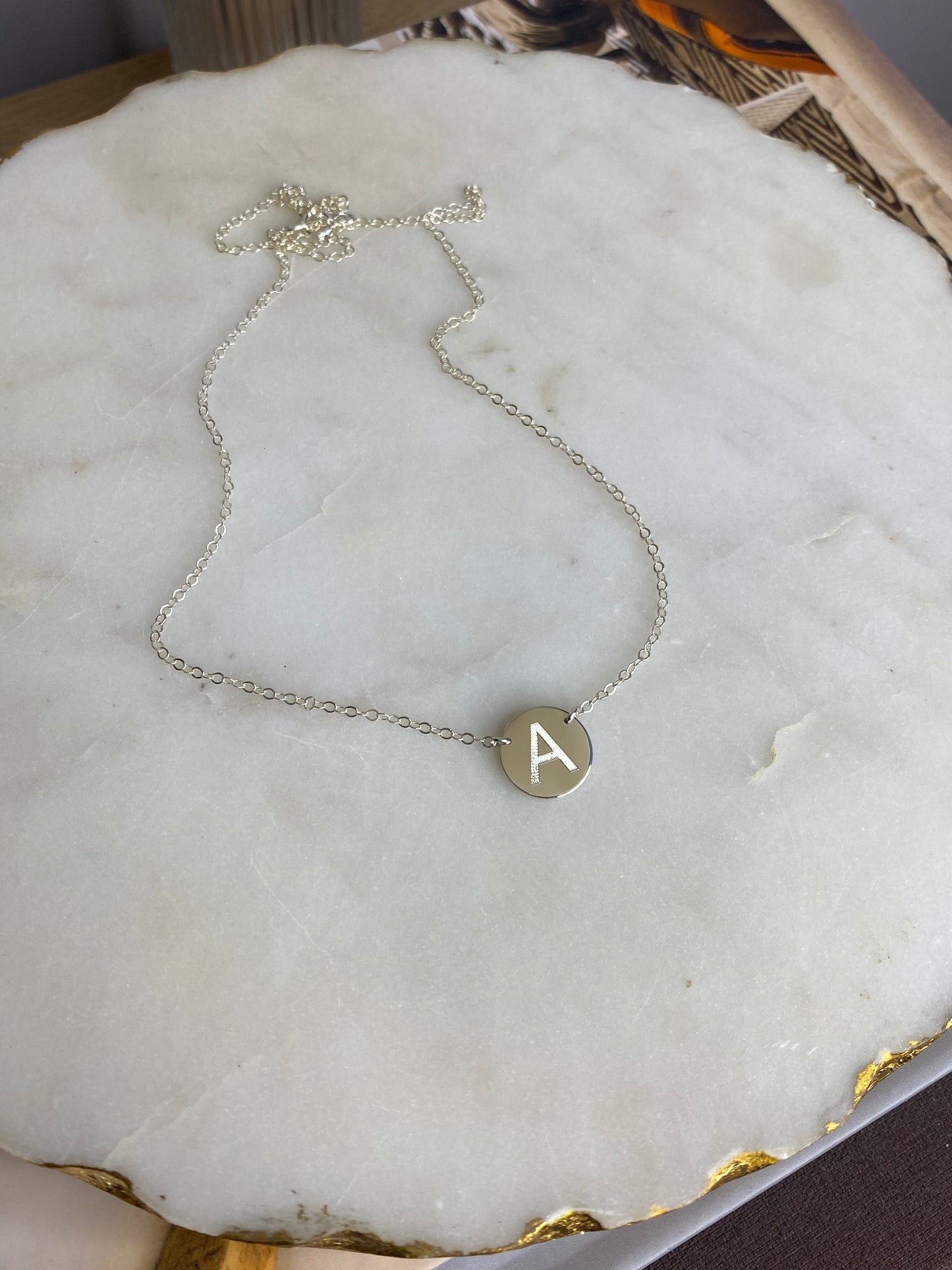 Engraved Initial Circle Necklace
