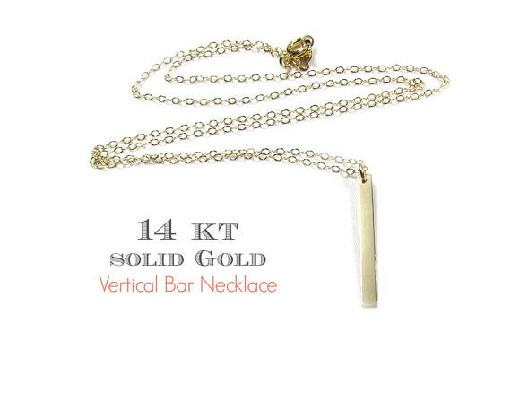 14K Vertical Dangling Bar Necklace