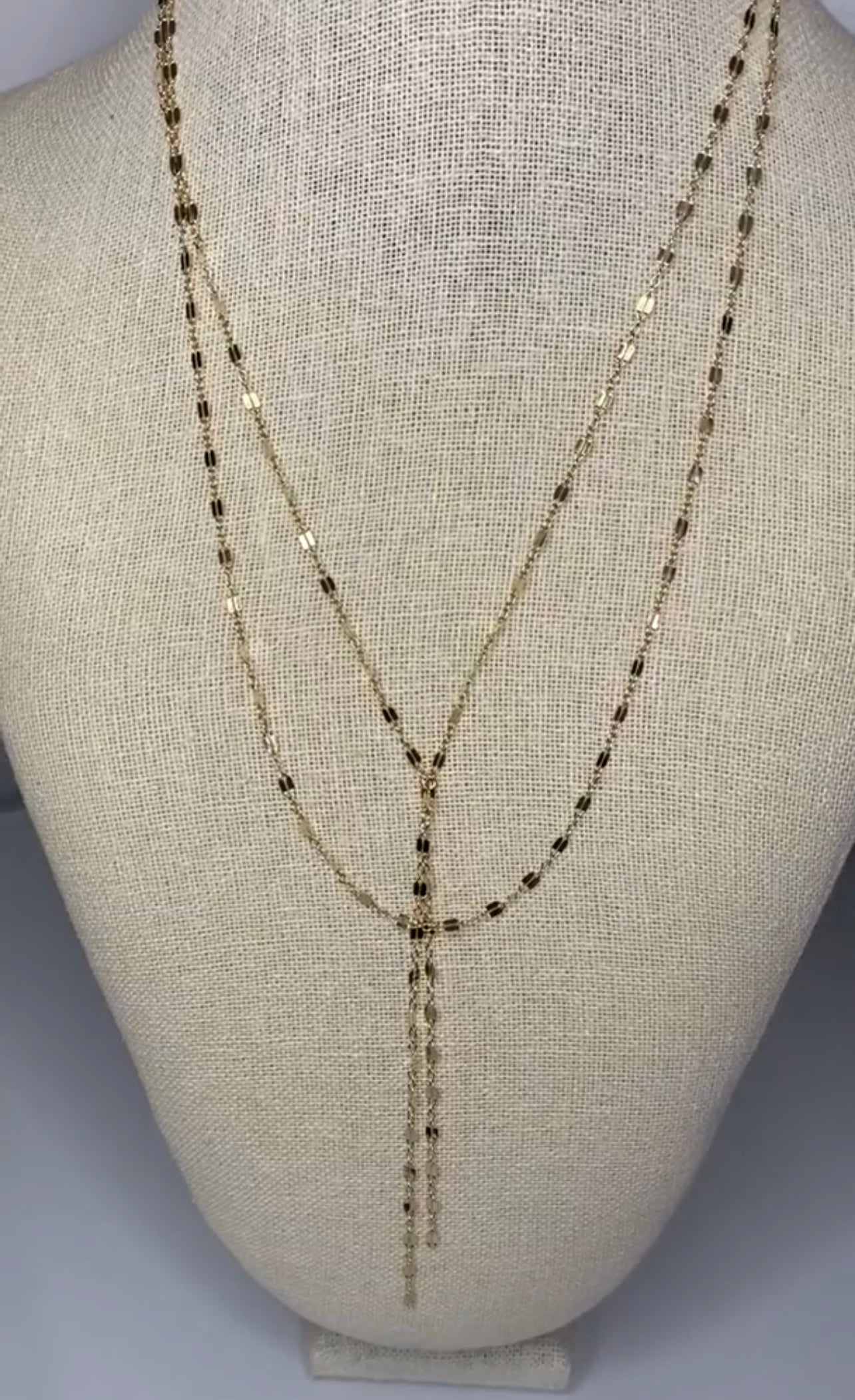 Double Strand Y Lariat Necklace