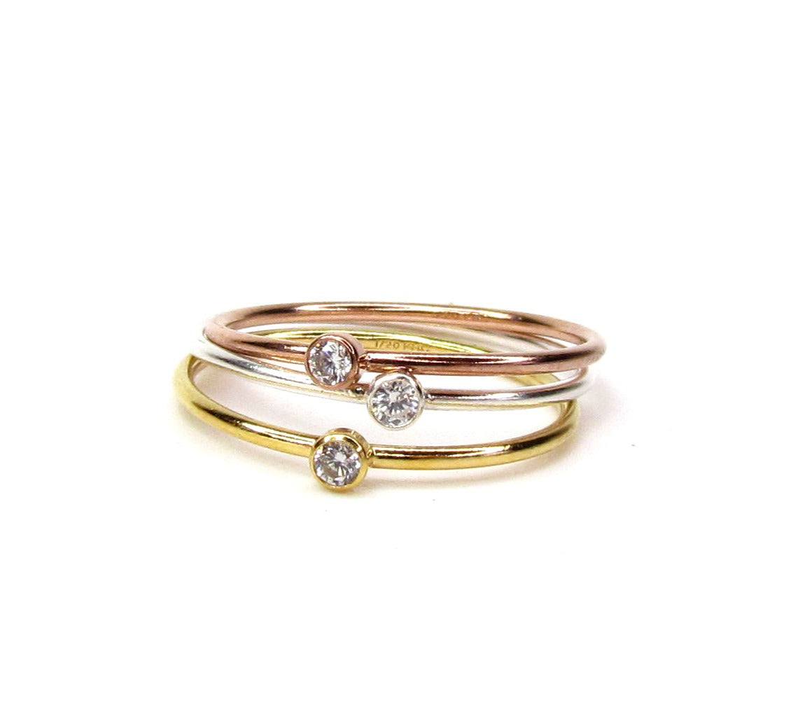 CZ Band Stack Ring, Gold Filled