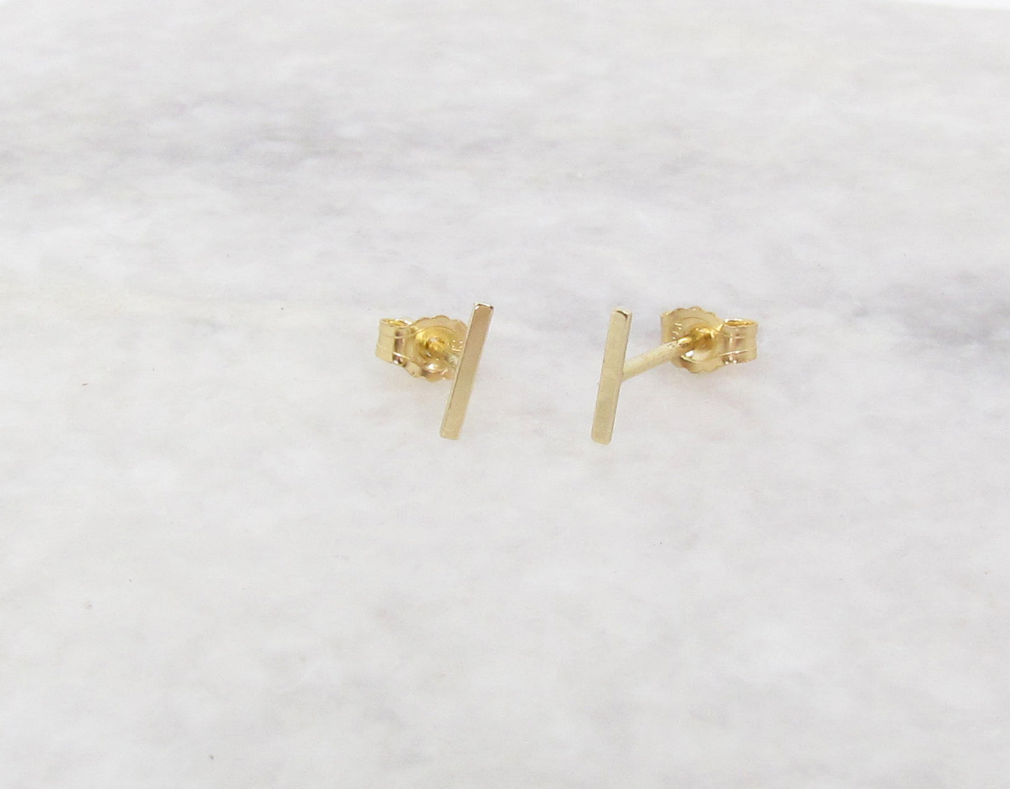 14K Tiny Bar Staple Post Earrings