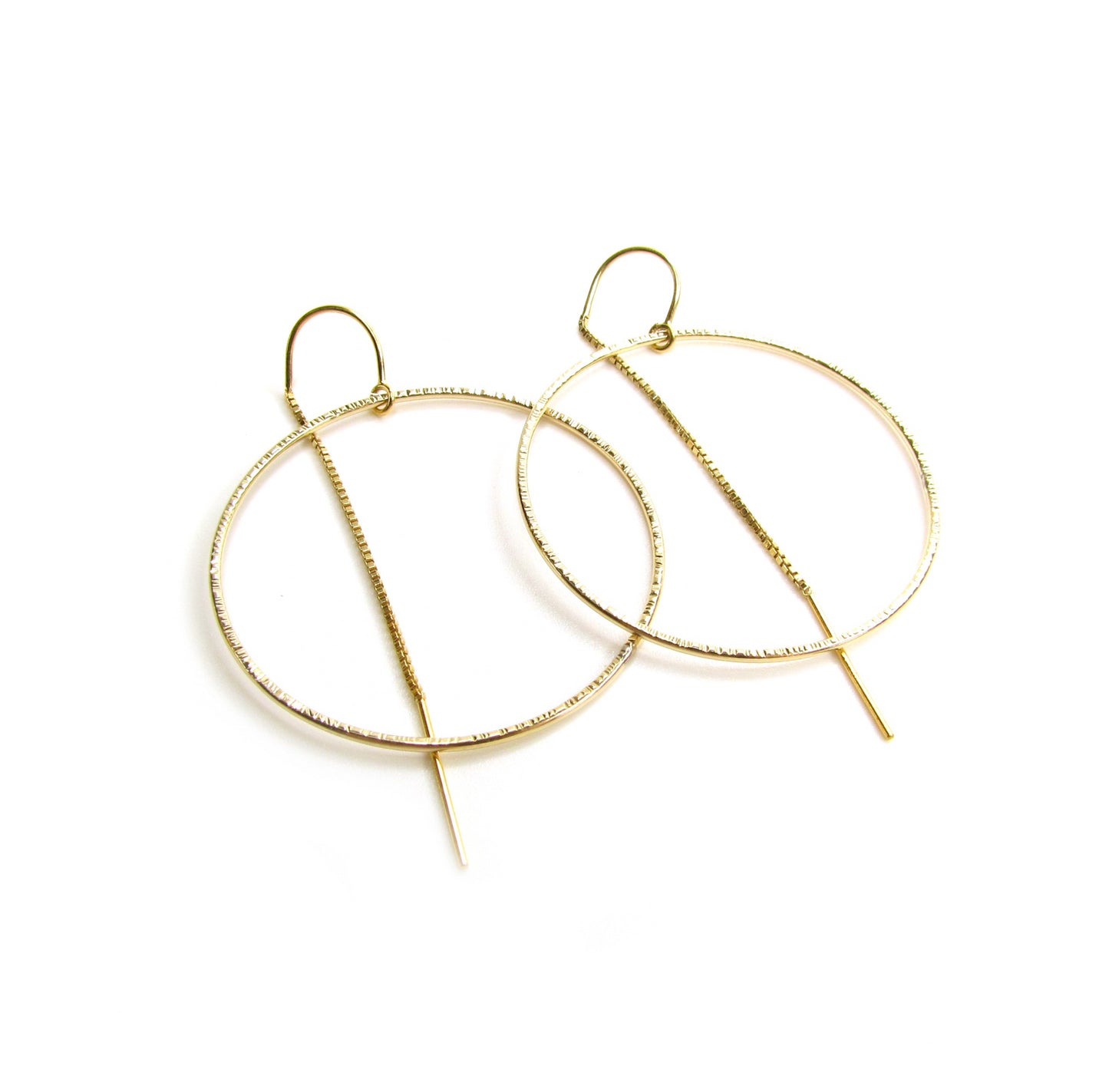 Textured Circle Hoop Threader Earrings