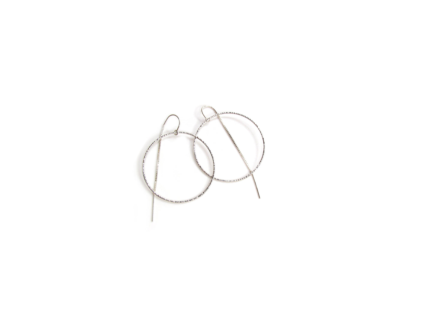 Textured Circle Hoop Threader Earrings