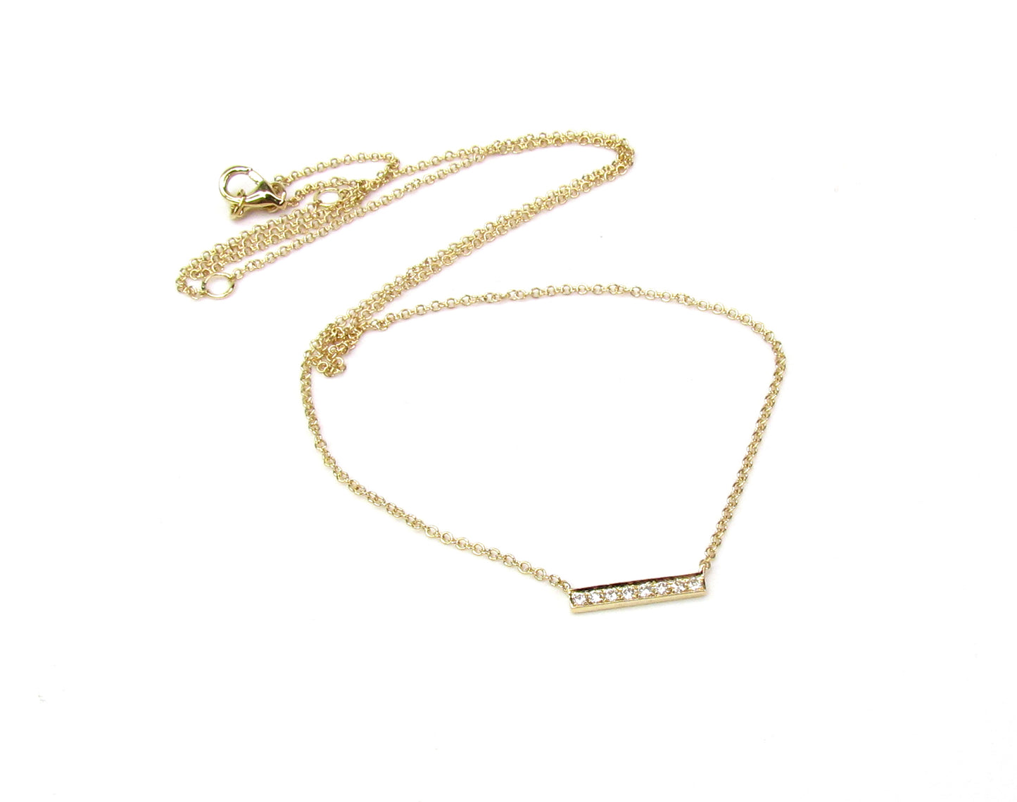 14K Diamond Mini Bar Necklace