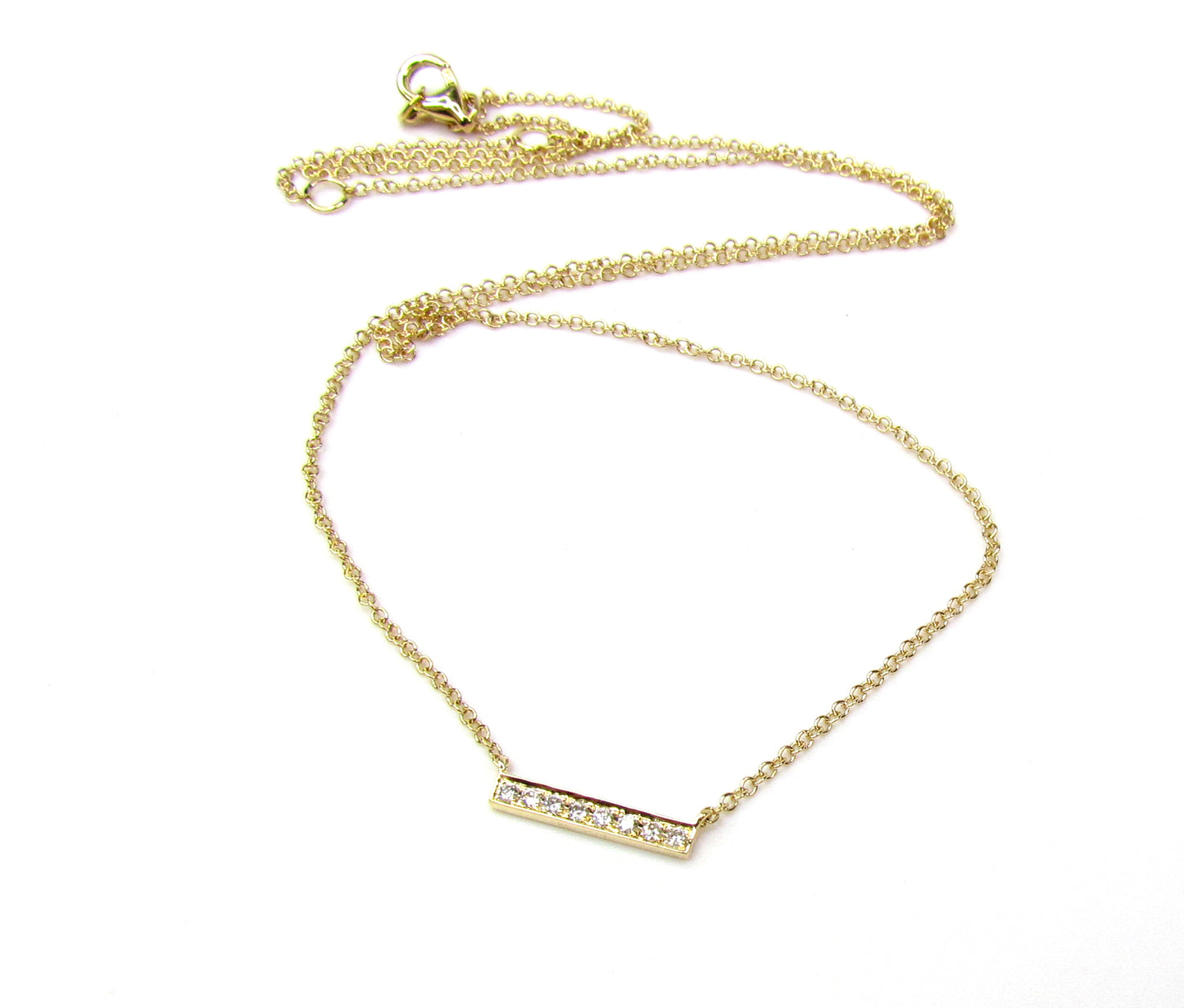 14K Diamond Mini Bar Necklace