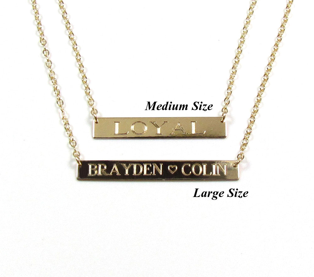 Engraved Roman Numerals Date Bar Nameplate Necklace