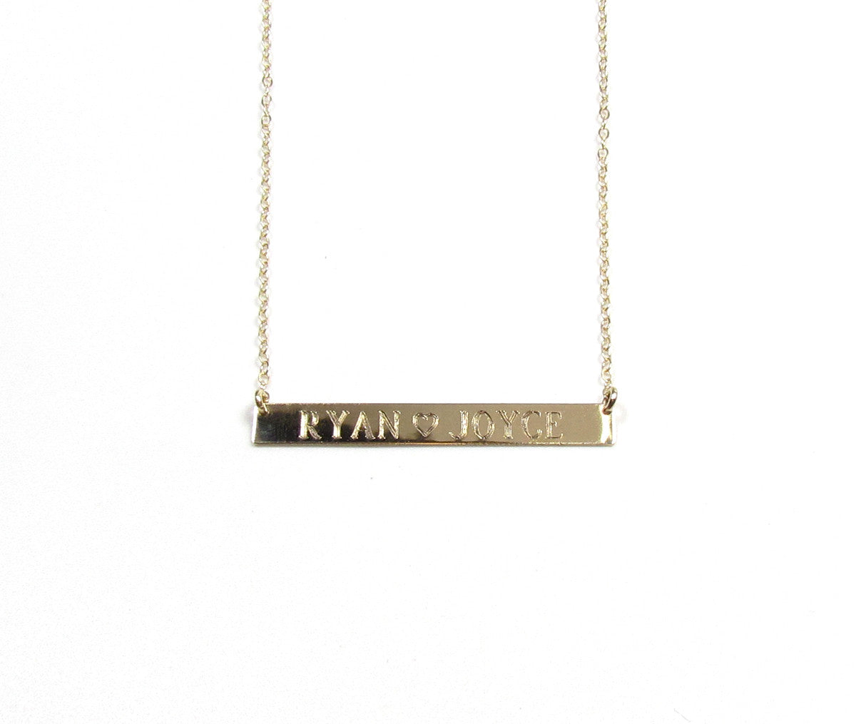 14K Roman Numeral Personalized Bar Necklace