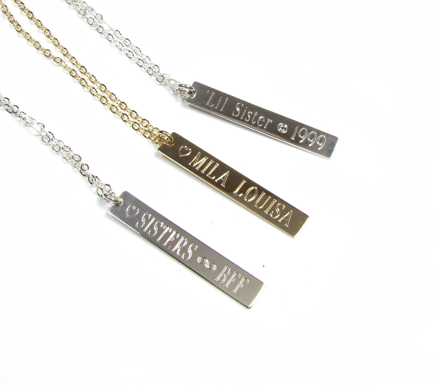 Engraved Vertical Personalized Necklace