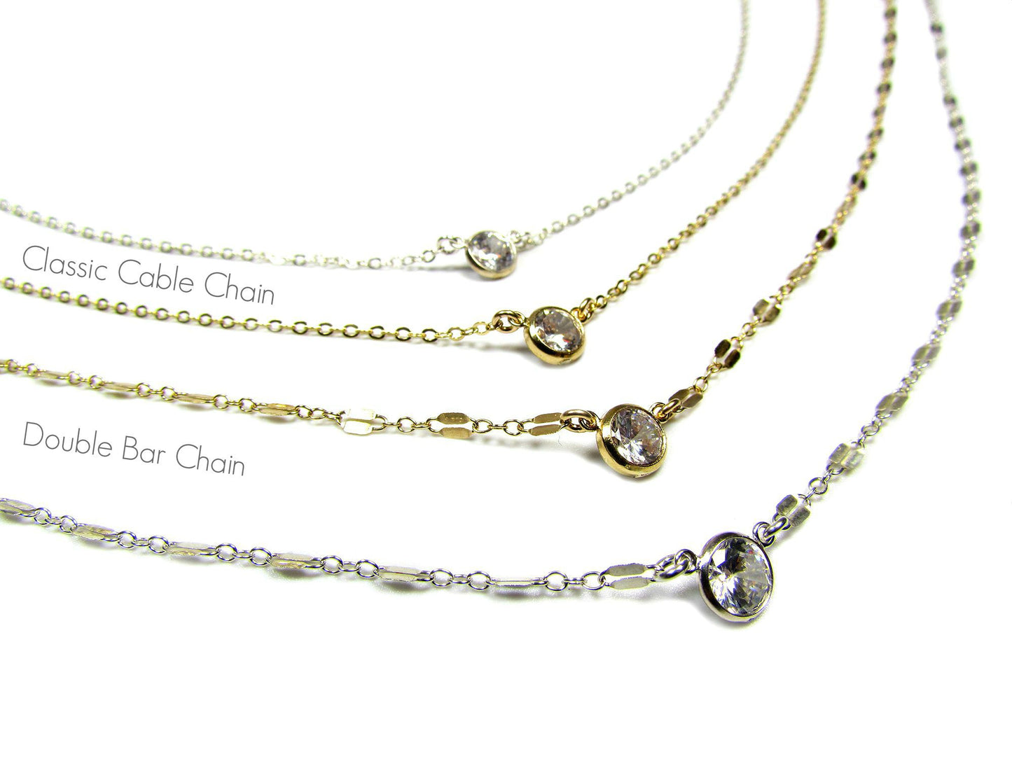 CZ Bezel Set Solitaire Necklace