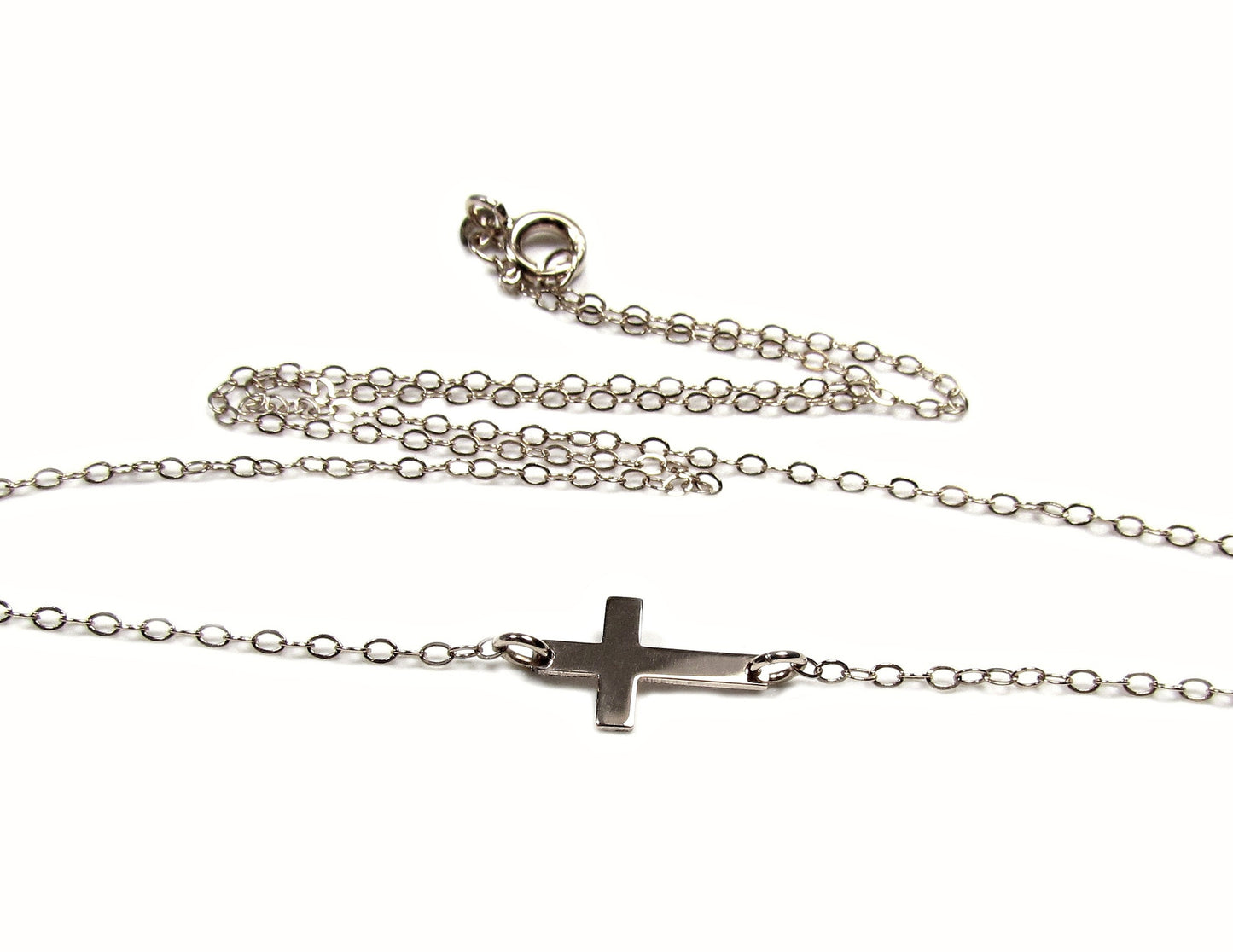 14K Mini Sideways Cross Necklace
