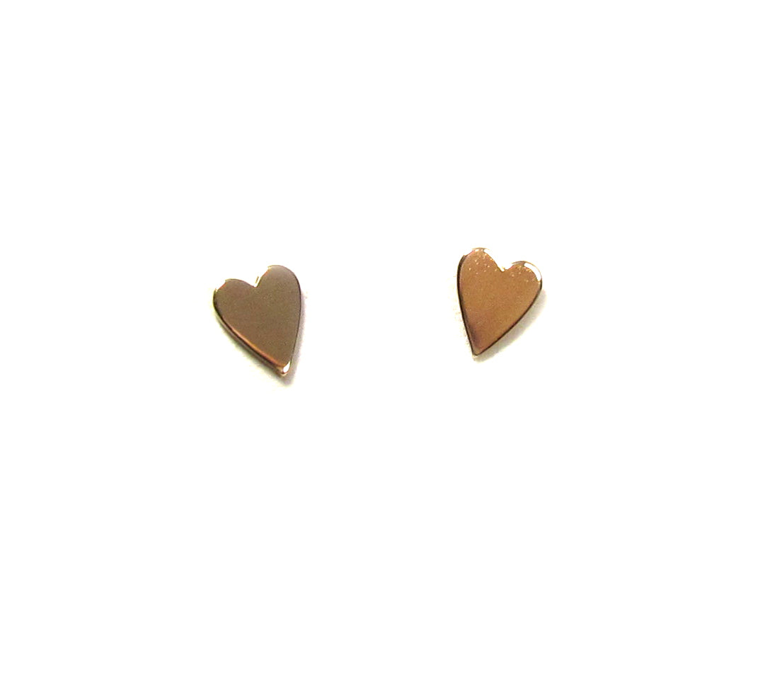 14K Heart Stud Earrings • 2 sizes