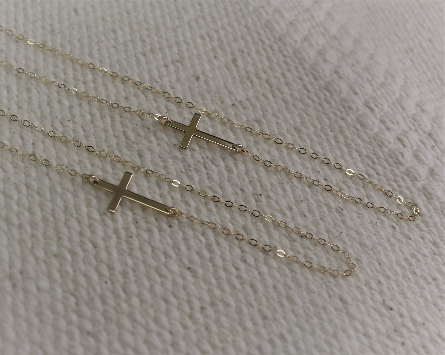 14K Small Sideways Cross Necklace