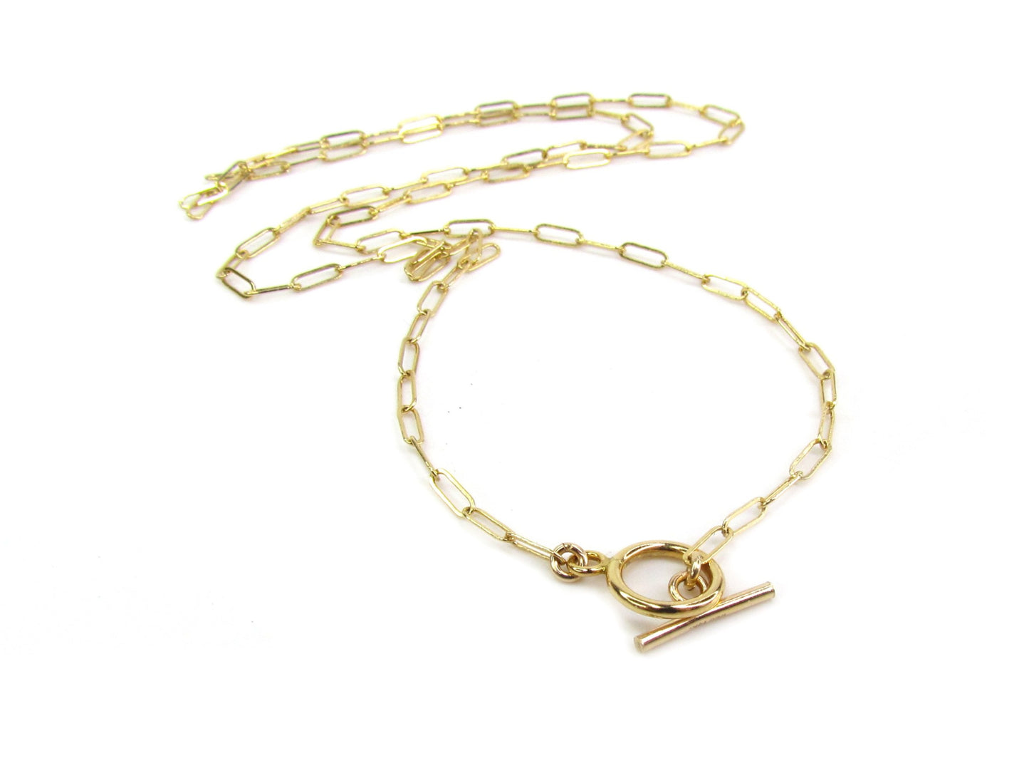 Dainty Paperclip Chain with Toggle Clasp