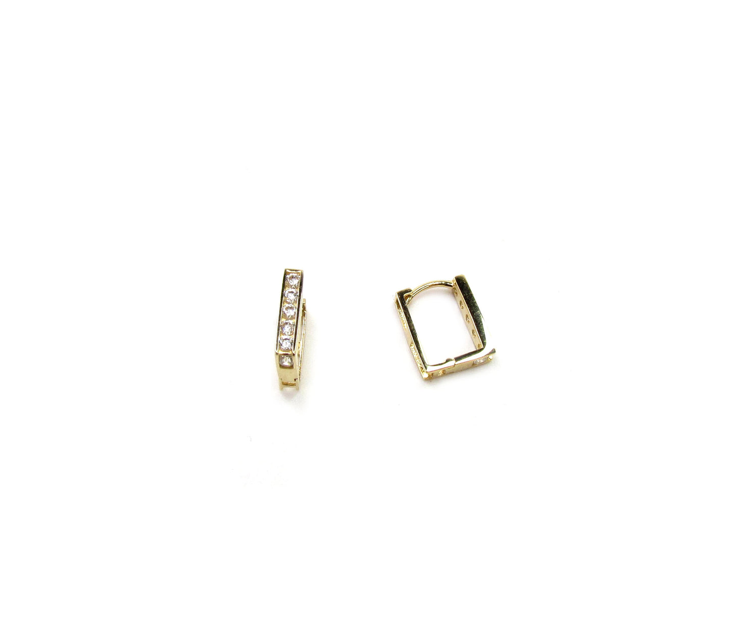 14K Square CZ Hoops