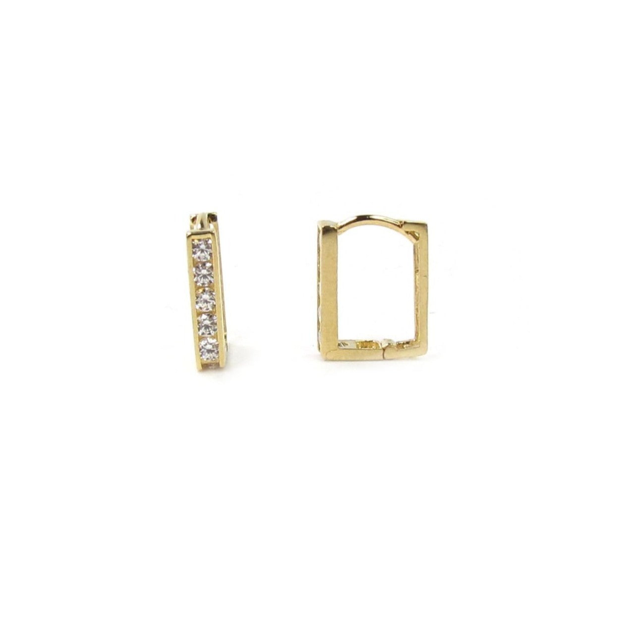 14K Square CZ Hoops