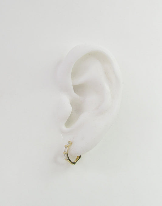 14K CZ Baguette Octagon Hoop Earrings