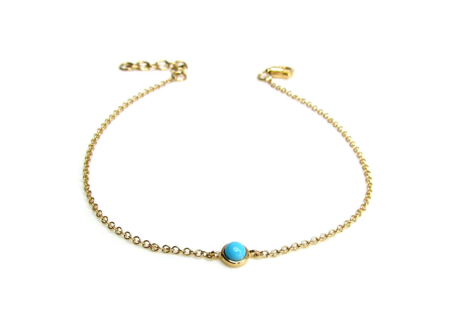 Dainty Turquoise Bezel Set Solitaire Bracelet