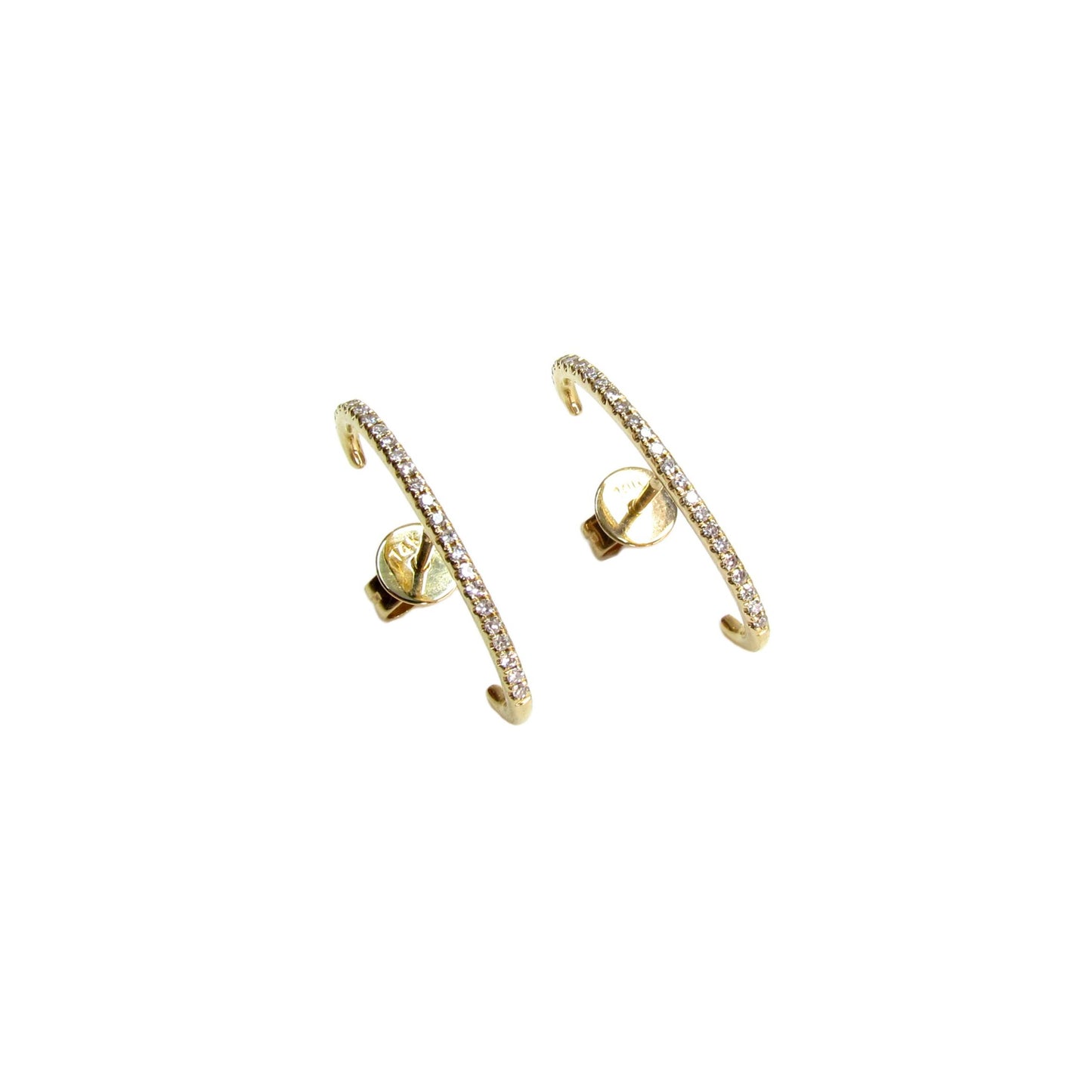 14K FULL Diamond Suspender Cuff Earring