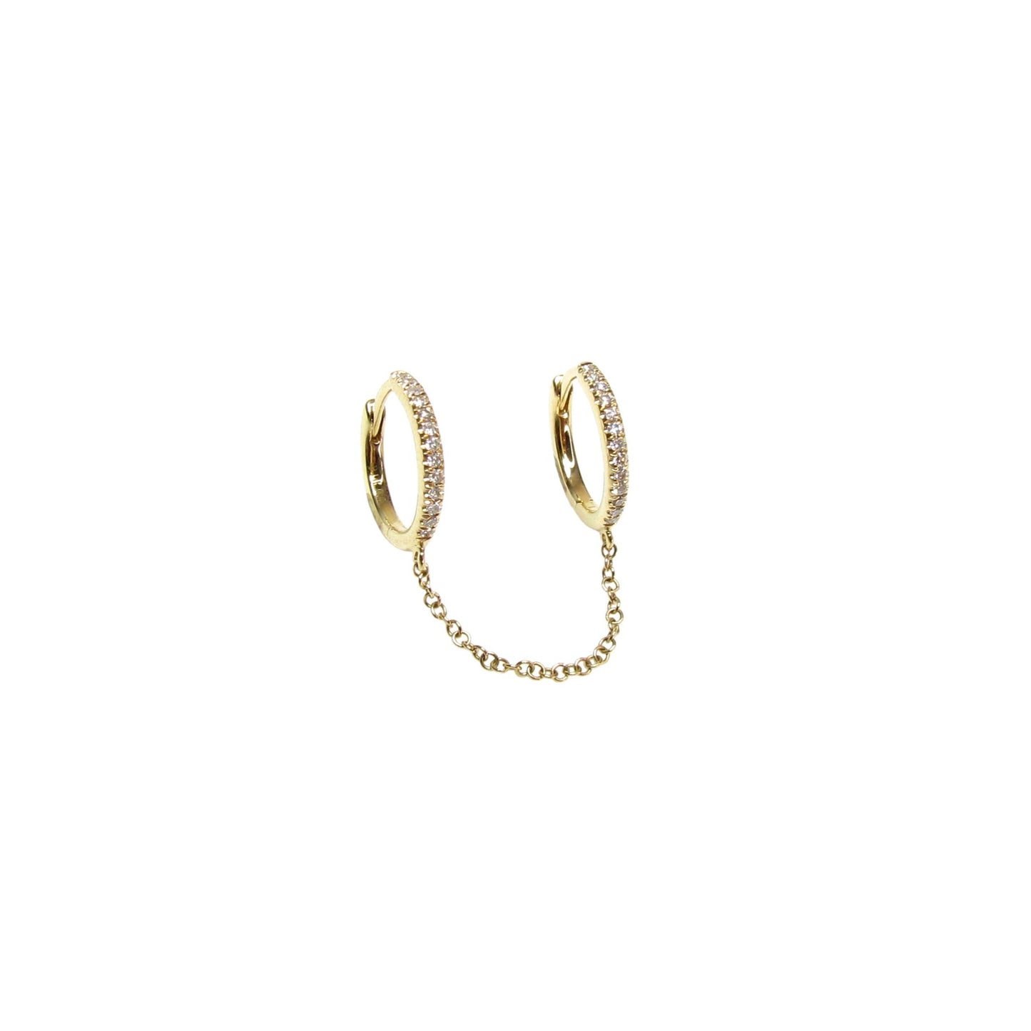14K Diamond Huggie Chain Earrings