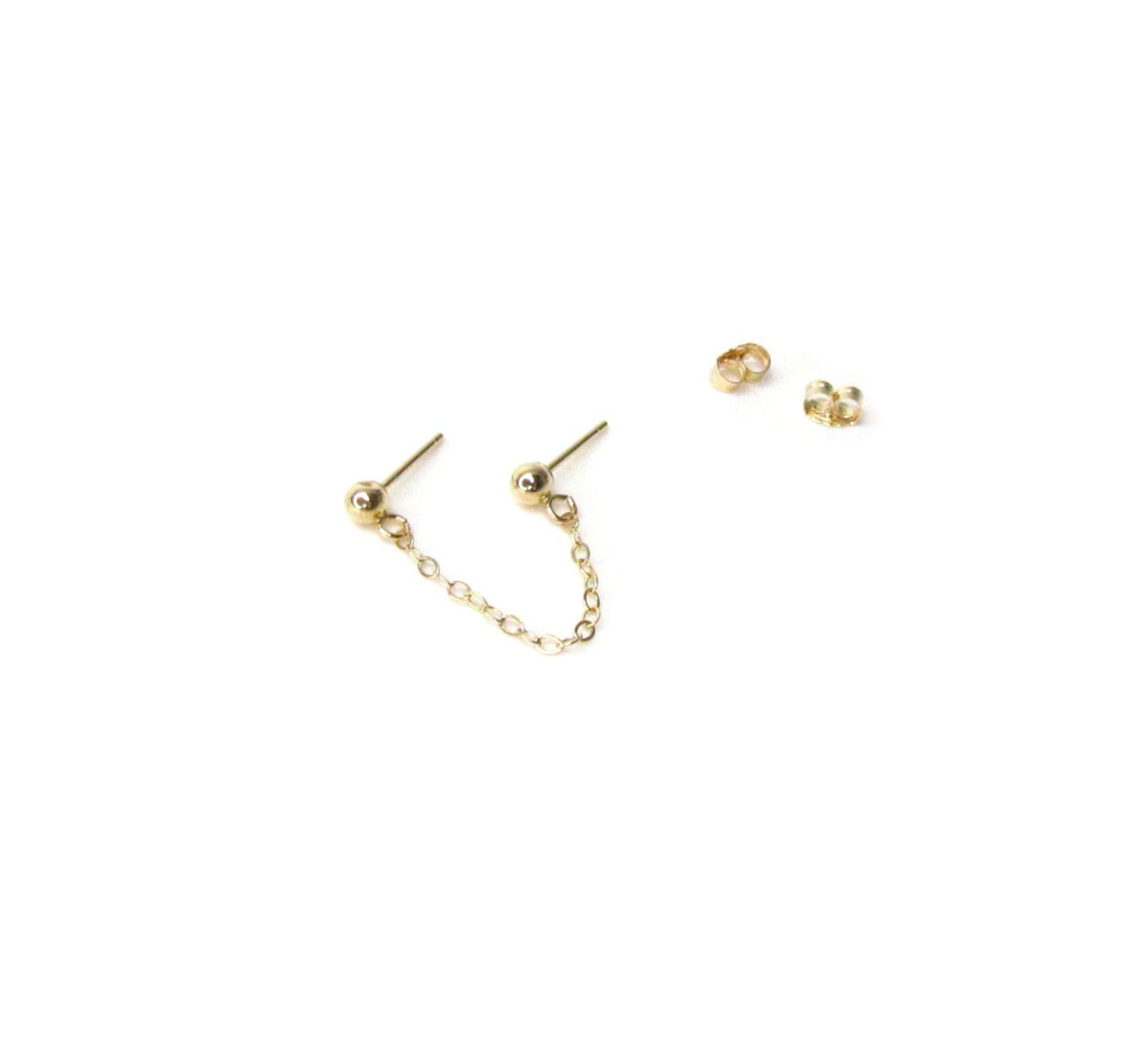 14K Double Ball Chain Handcuff Earrings