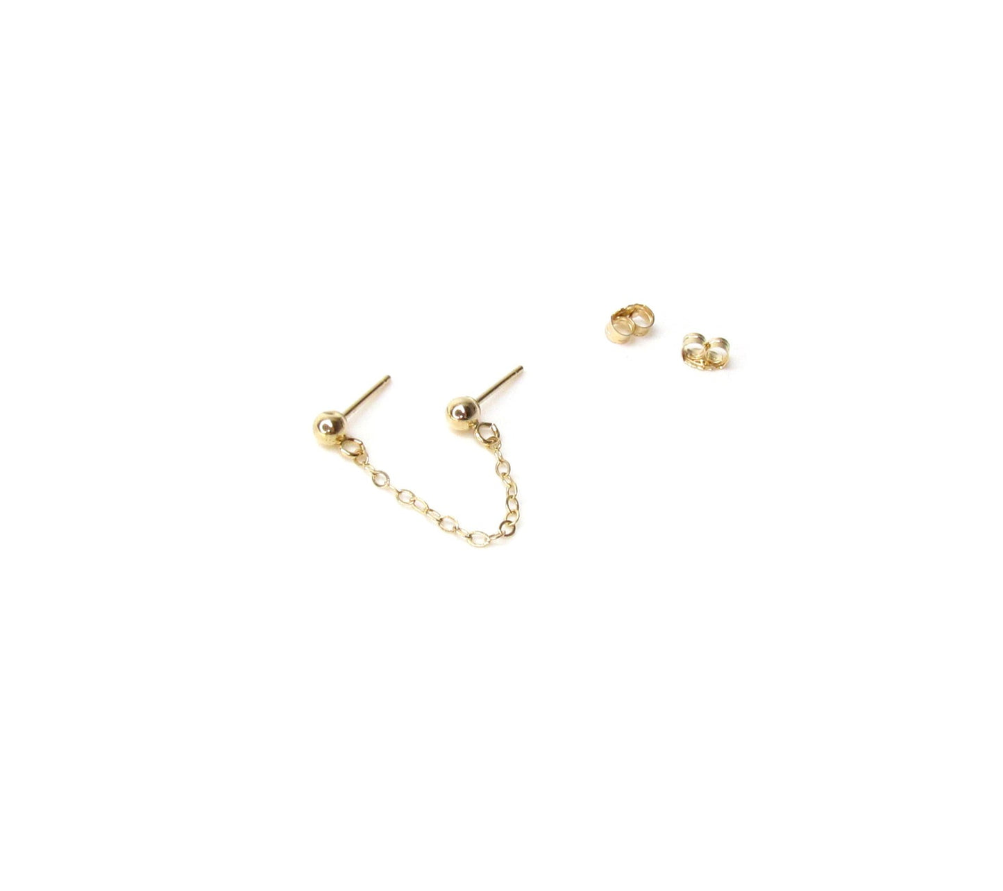 14K Double Ball Chain Handcuff Earrings