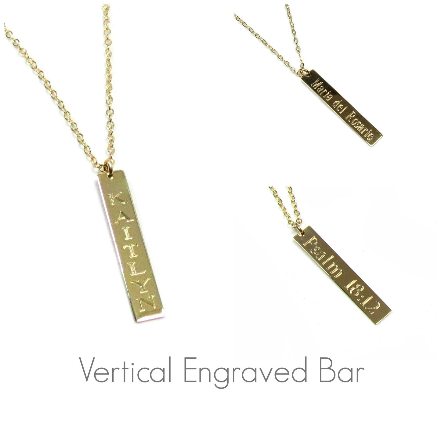 Engraved Vertical Personalized Necklace