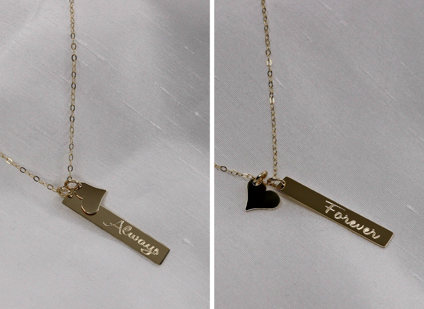 14K Engraved Vertical Bar Necklace