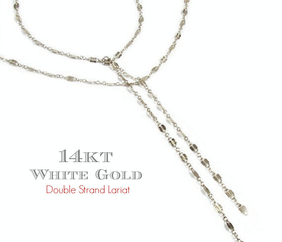 14K Double Strand Lariat Necklace