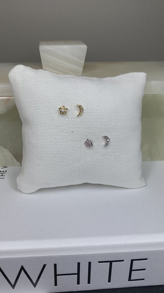 Moon & Star CZ Earrings