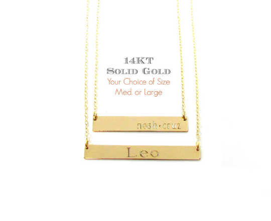 14K Personalized Bar Necklace