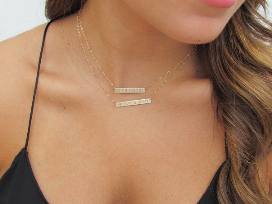 14K Personalized Bar Necklace