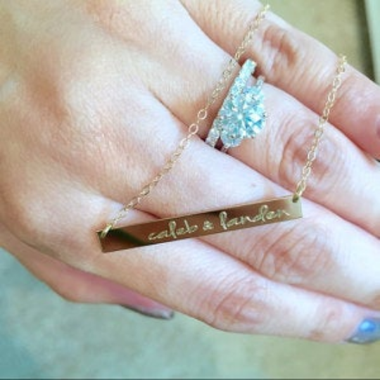 14K Personalized Bar Necklace