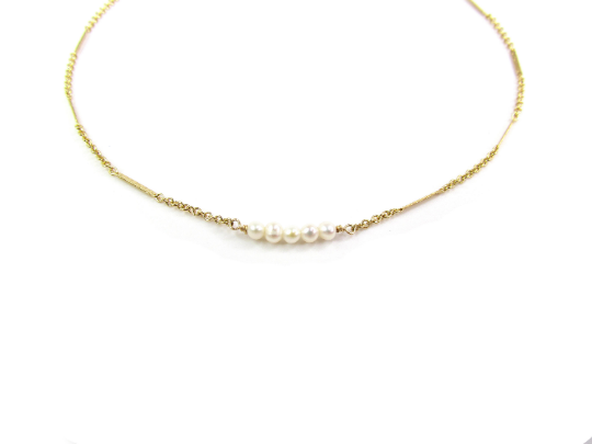 Delicate Pearl Bar Choker