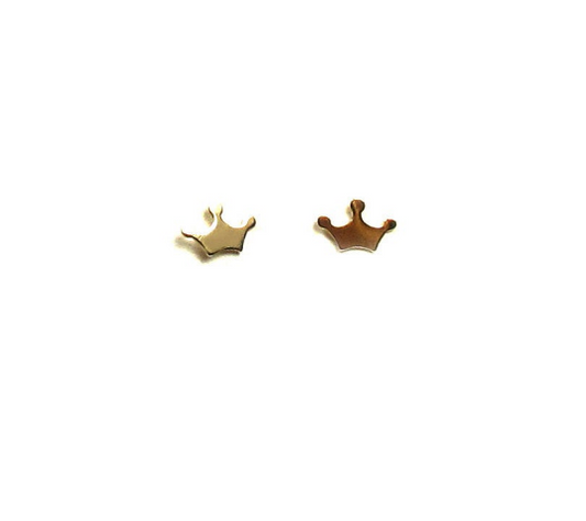 14K Tiny Crown Stud Earrings