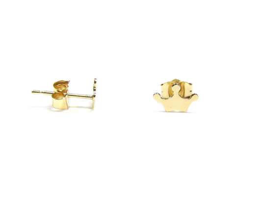 14K Tiny Crown Stud Earrings