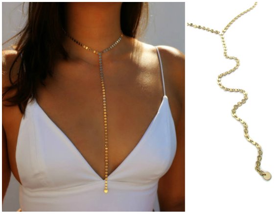 Coin Choker Long Y Lariat Disc Necklace