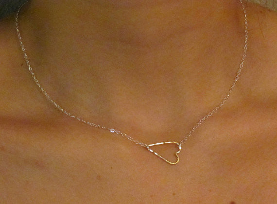 Diamond Sideways Heart Necklace 14K Yellow Gold 0.09ct Wholesale – Blue  Apple Imports