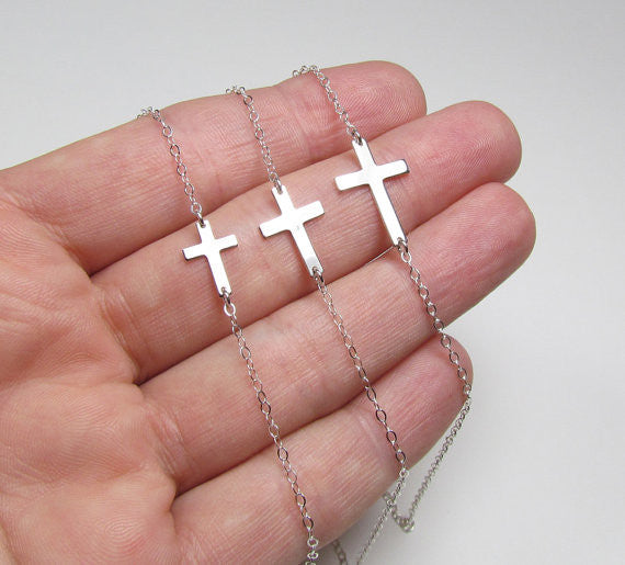 Sideways Cross Necklace