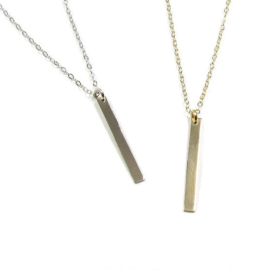 14K Vertical Dangling Bar Necklace