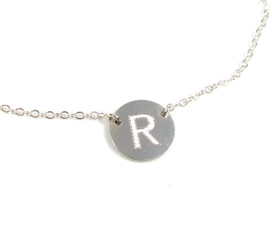 Engraved Initial Circle Necklace
