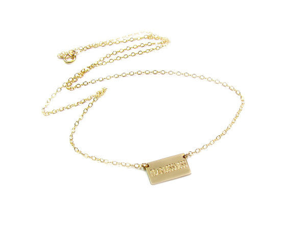 Small Rectangle Engraved Name Plate Necklace