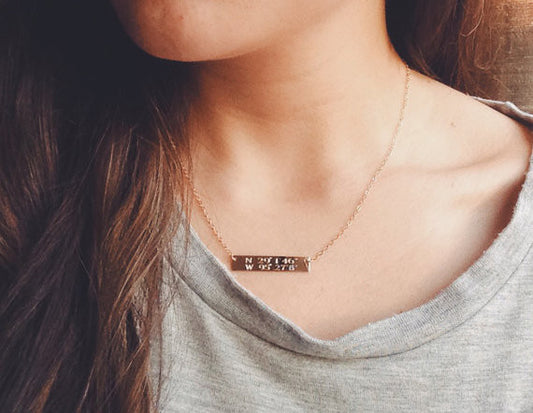 Double Line Personalized Bar Necklace